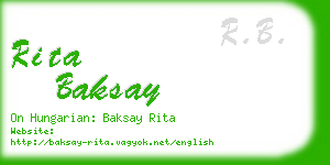 rita baksay business card